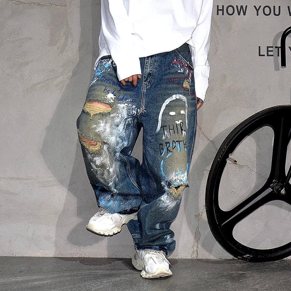 Bird Mountain Graffiti Baggy Jeans - ATSProducts
