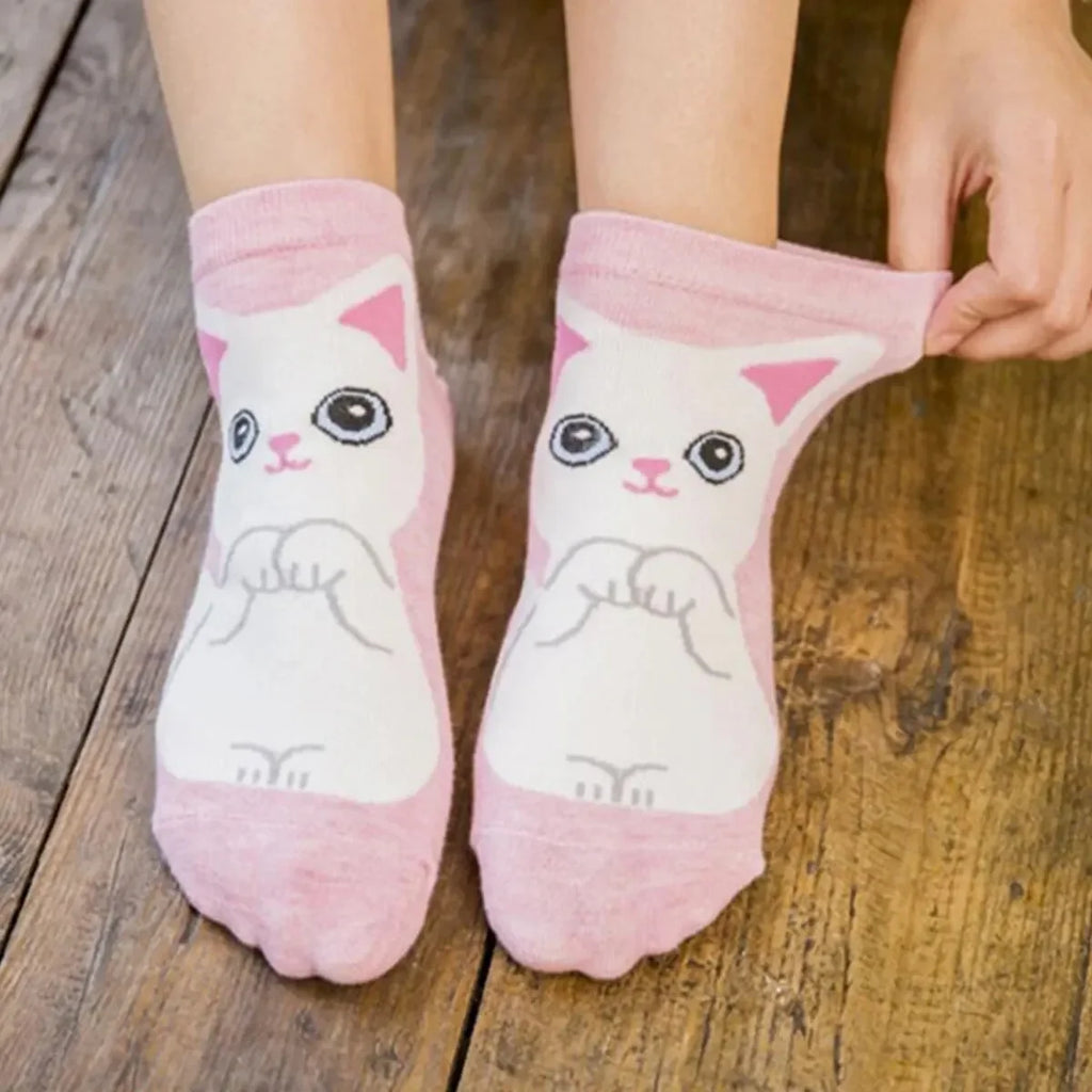 5/10 Pairs Cartoon Cat Ankle Socks - ATSProducts