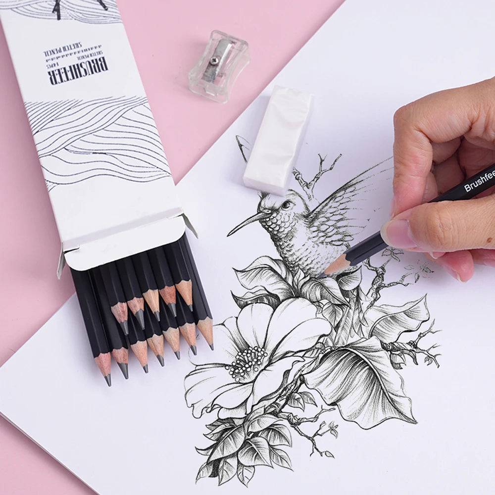 14 PCS/SET 4H-14B Wooden Lead Pencils Set - ATSProducts