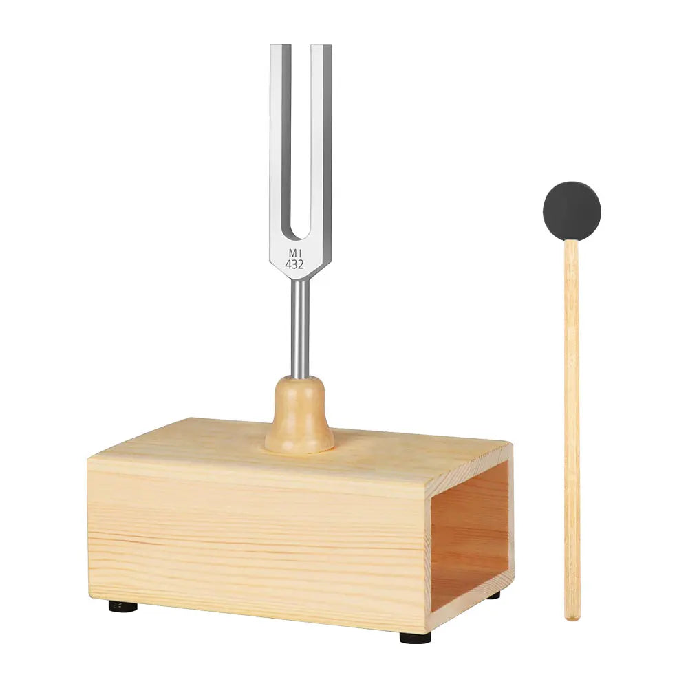 432Hz / 528Hz Chakra Tuning Fork with Resonant Box and Mallet - ATSProducts