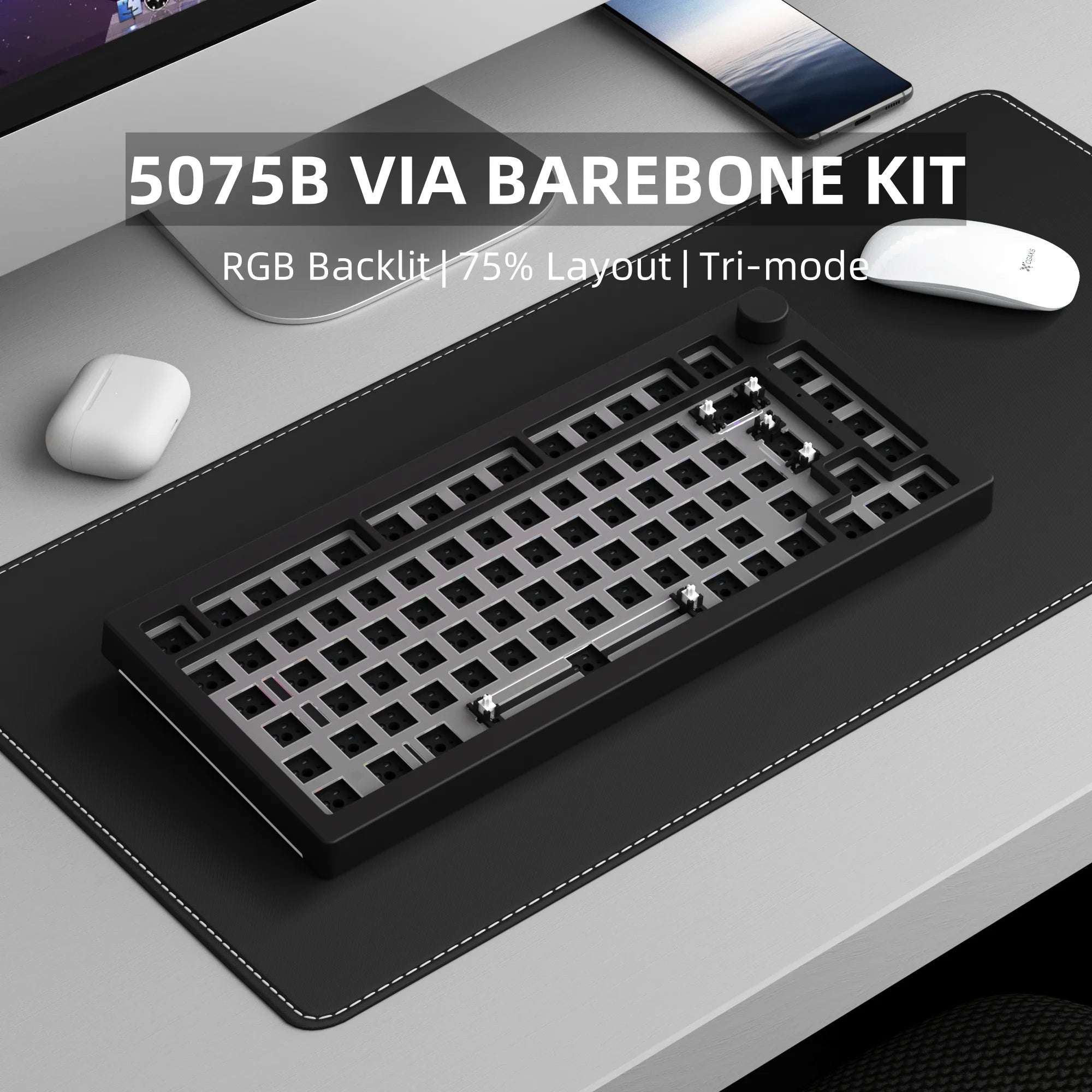 Akko 5.0 Wireless Custom Mechanical Gaming Keyboard Kit with Knob Gasket