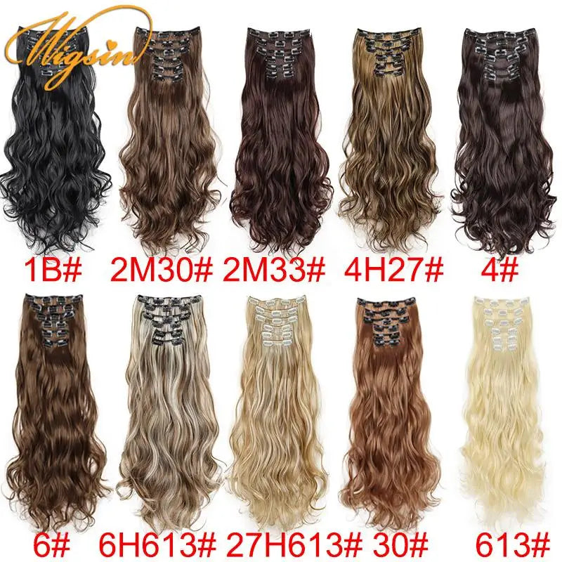 WIGSIN Synthetic 24Inch Long Curly 16 Clip Hair Extension - ATSProducts