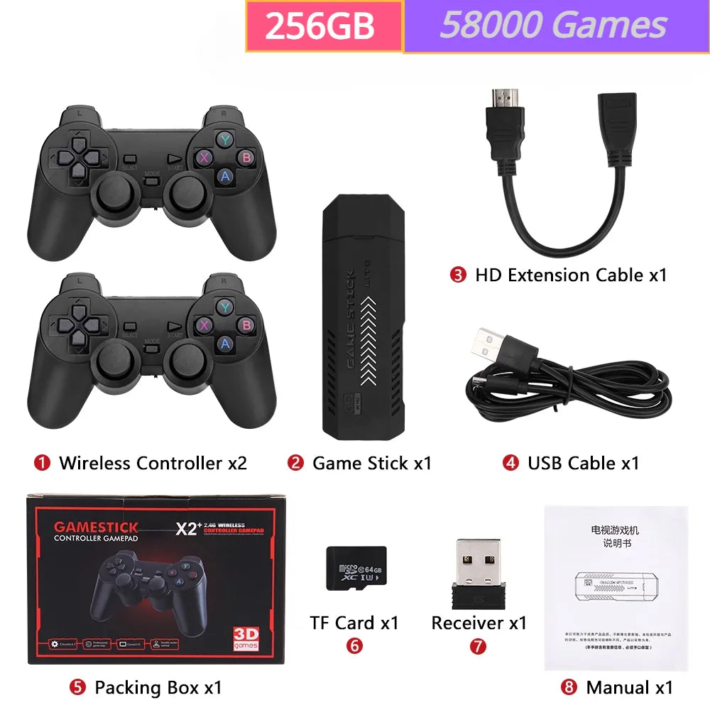 Boyhom 256G 58,000 Games GD10 Plus Game Stick 4K HD Video Game Console - ATSProducts