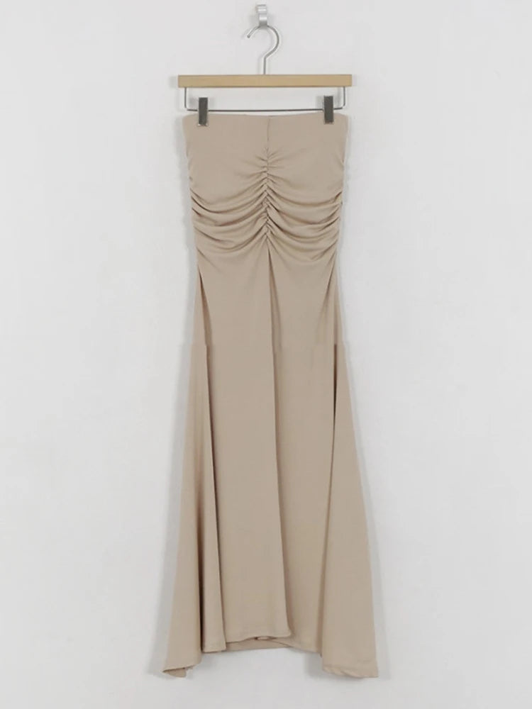 AossViao Korean Style High Waist Shirring Satin Skirt - ATSProducts