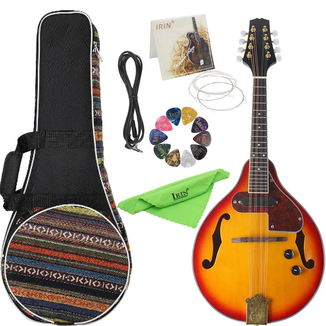 Irin 8 String Electric Mandolin With Carrying Backpack Cleaning Cloth - ATSProducts