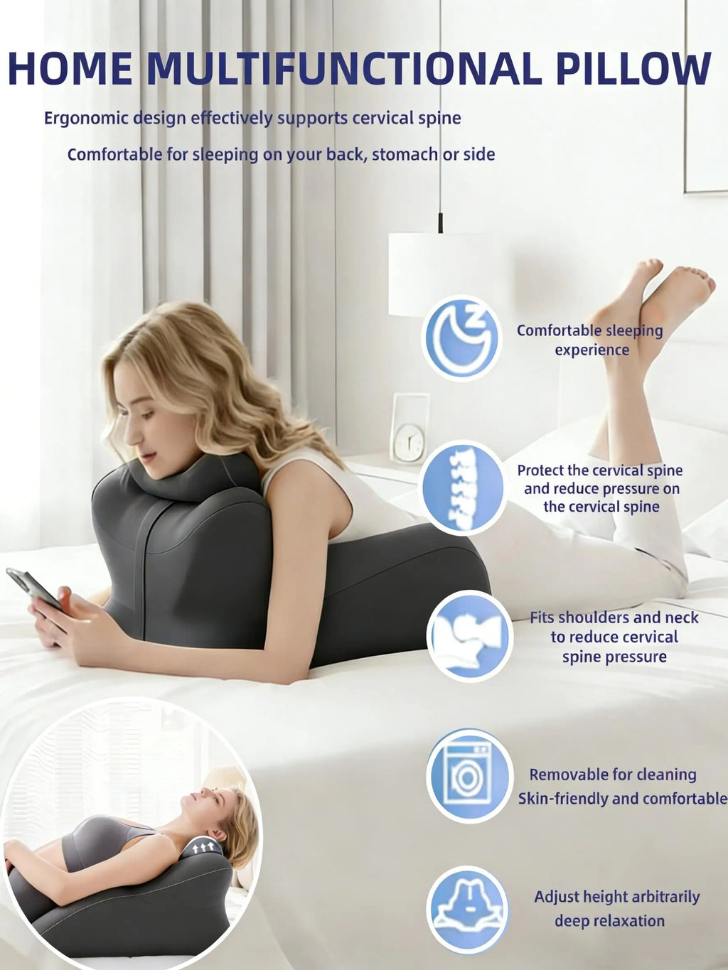 Xiuwo Wedge Pillow WithRemovable Cover