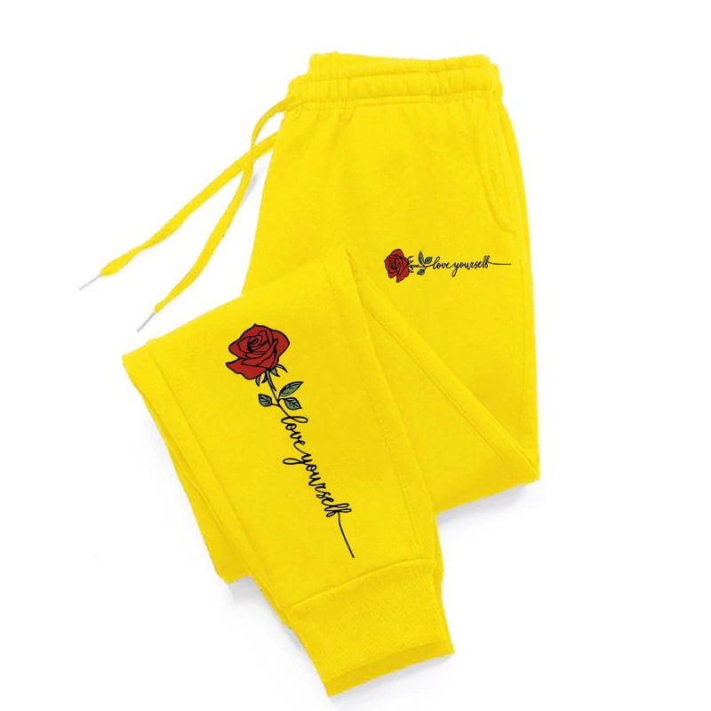 Teekossc Rose Love Yourself Printed Drawstring Sweatpants - ATSProducts