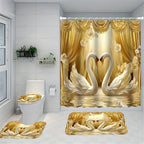 Luxurious Golden Swans and Curtains Bathroom Set - ATSProducts