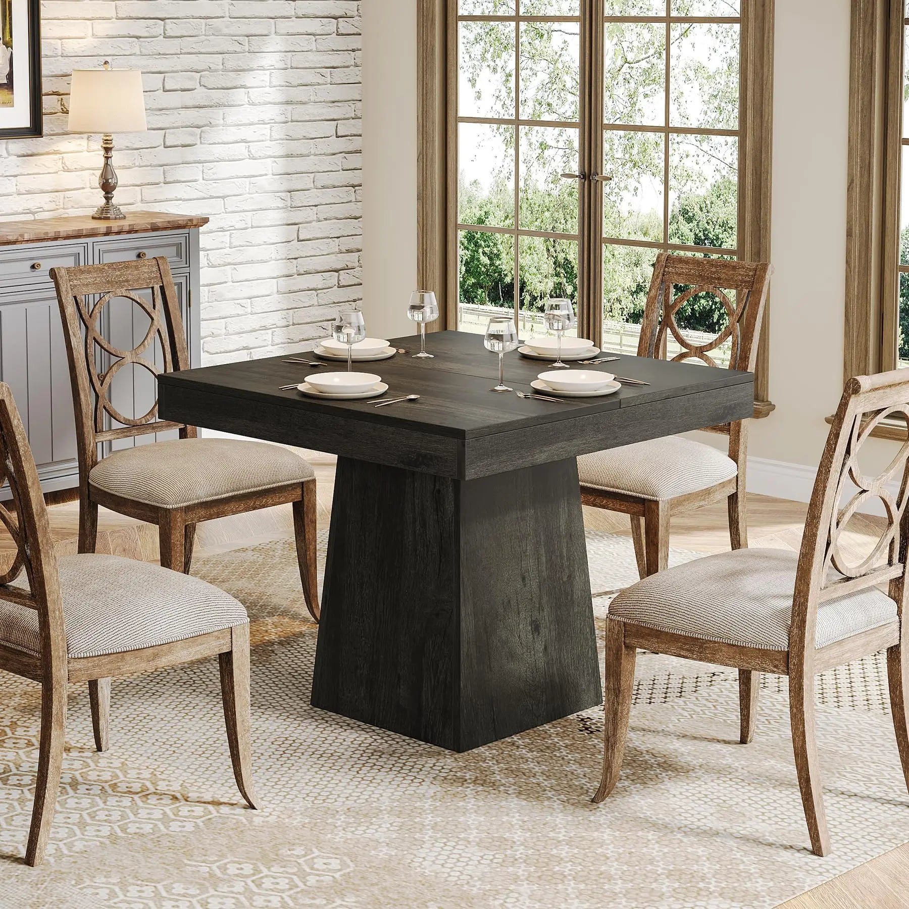Tribesigns Square Dining Table for 4, 31.5-Inch With Sturdy Pedestal Base - ATSProducts