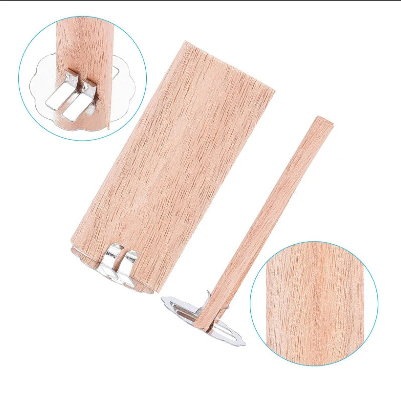 10pcs Natural Wooden Candle Wick With Holders - ATSProducts