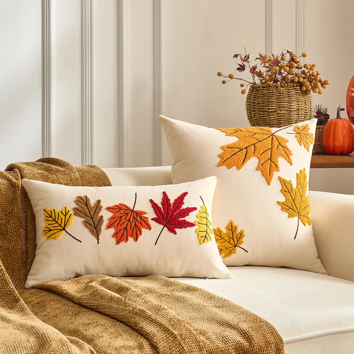 1PC Fall Maple Leaf Pumpkin Pillowcase - ATSProducts