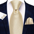 Hi-Tie Floral Champagne Ivory Mens Elegant Necktie - ATSProducts