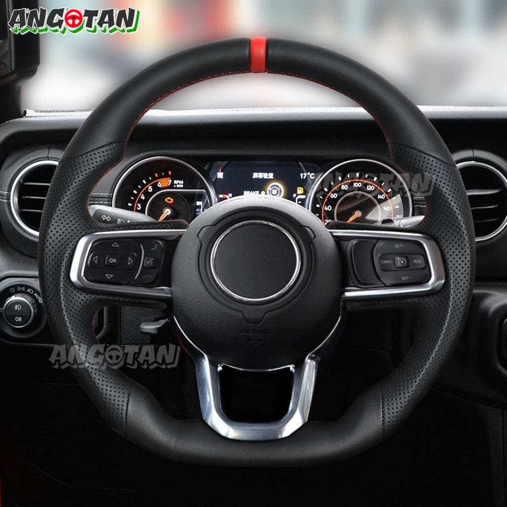 Angotan Full Leather Car Steering Wheel Perforated For Jeep Wrangler JL 2018-2023 Models - ATSProducts