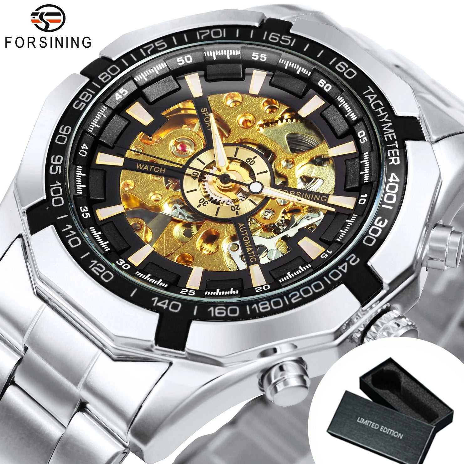 Skeleton Watch Luminous Hands Mechanical Watches Stainless Steel - ATSProducts