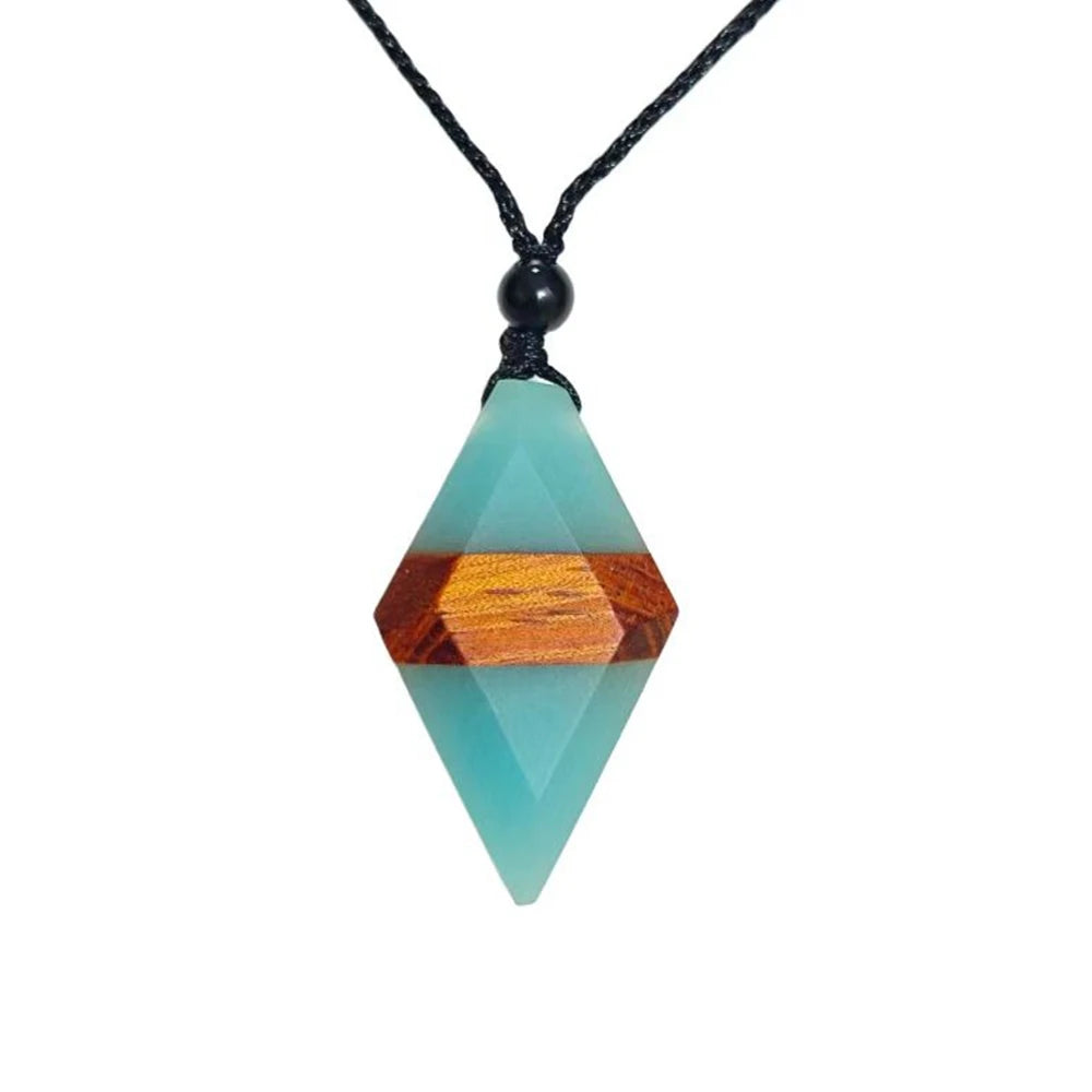 Miaiti Geometric Handcrafted Wood & Resin Pendant - ATSProducts
