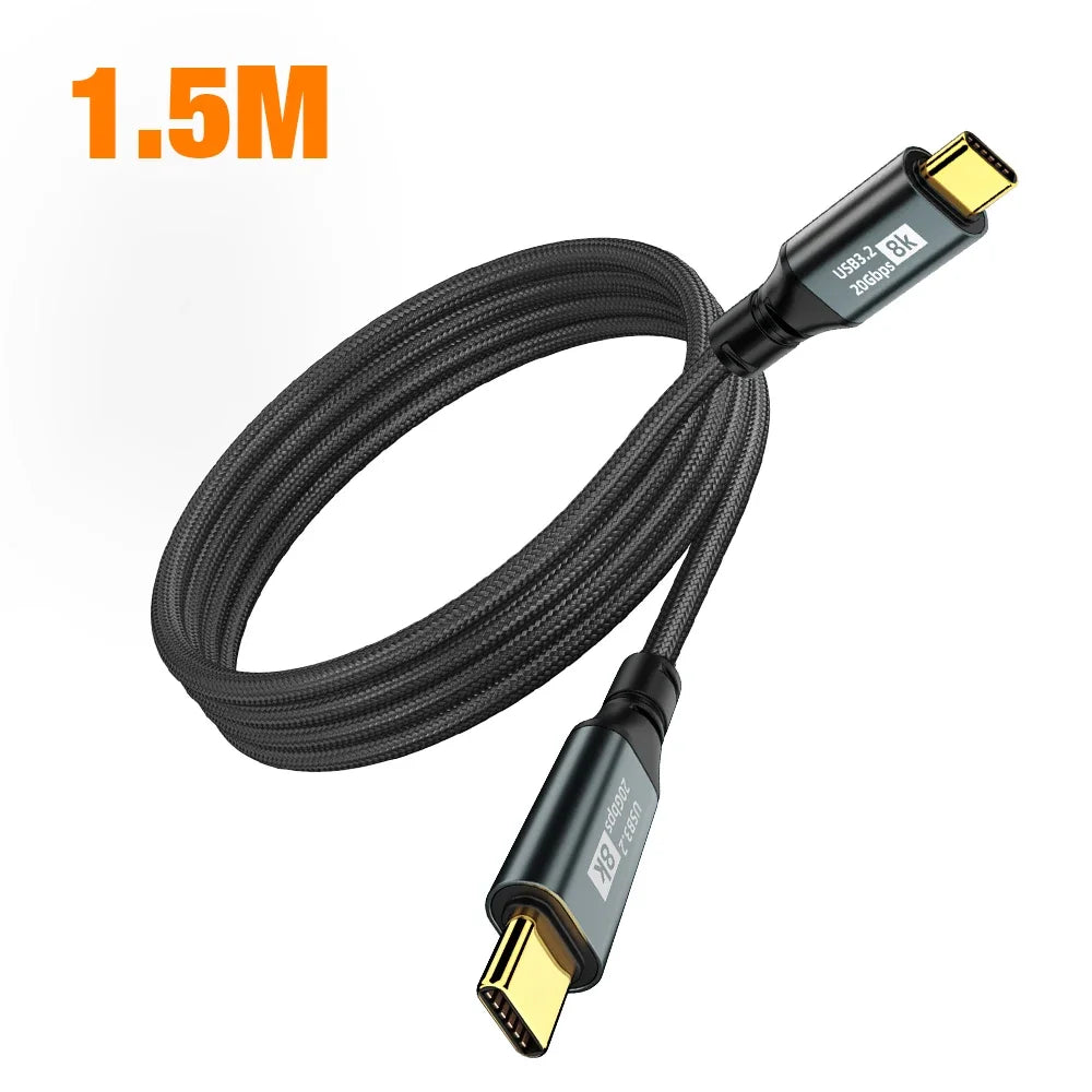 100W Type C to Type C 3.2 PD Fast Charging Cable 8K C-C 20Gbps Data Cable - ATSProducts