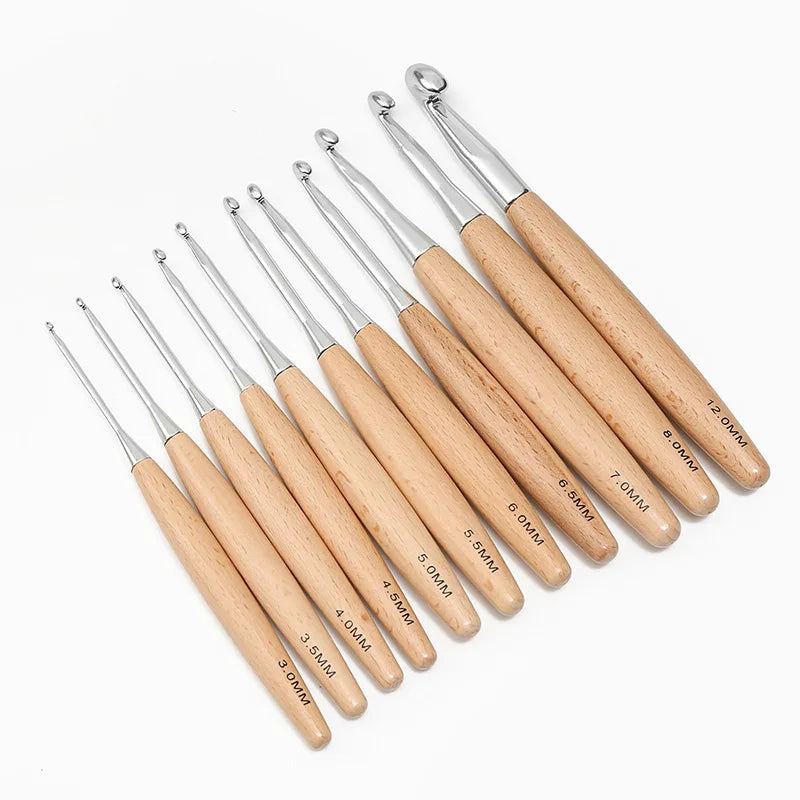 3-12mm Solid Wood Handle Crochet Hooks - ATSProducts