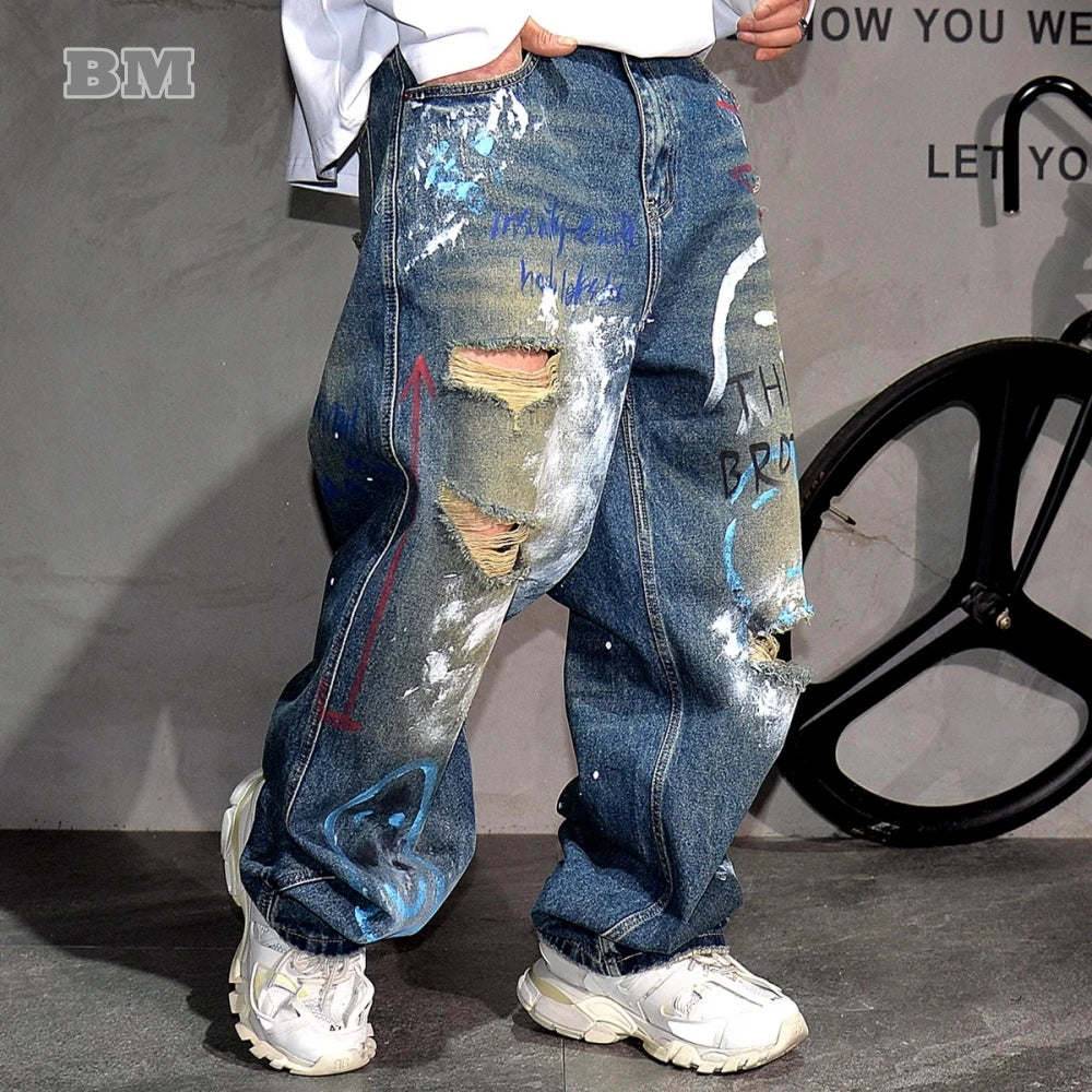 Bird Mountain Graffiti Baggy Jeans - ATSProducts