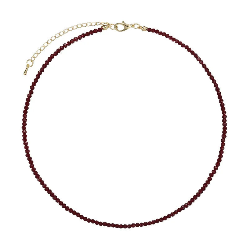 MissNice Red Pearl Bead Necklace
