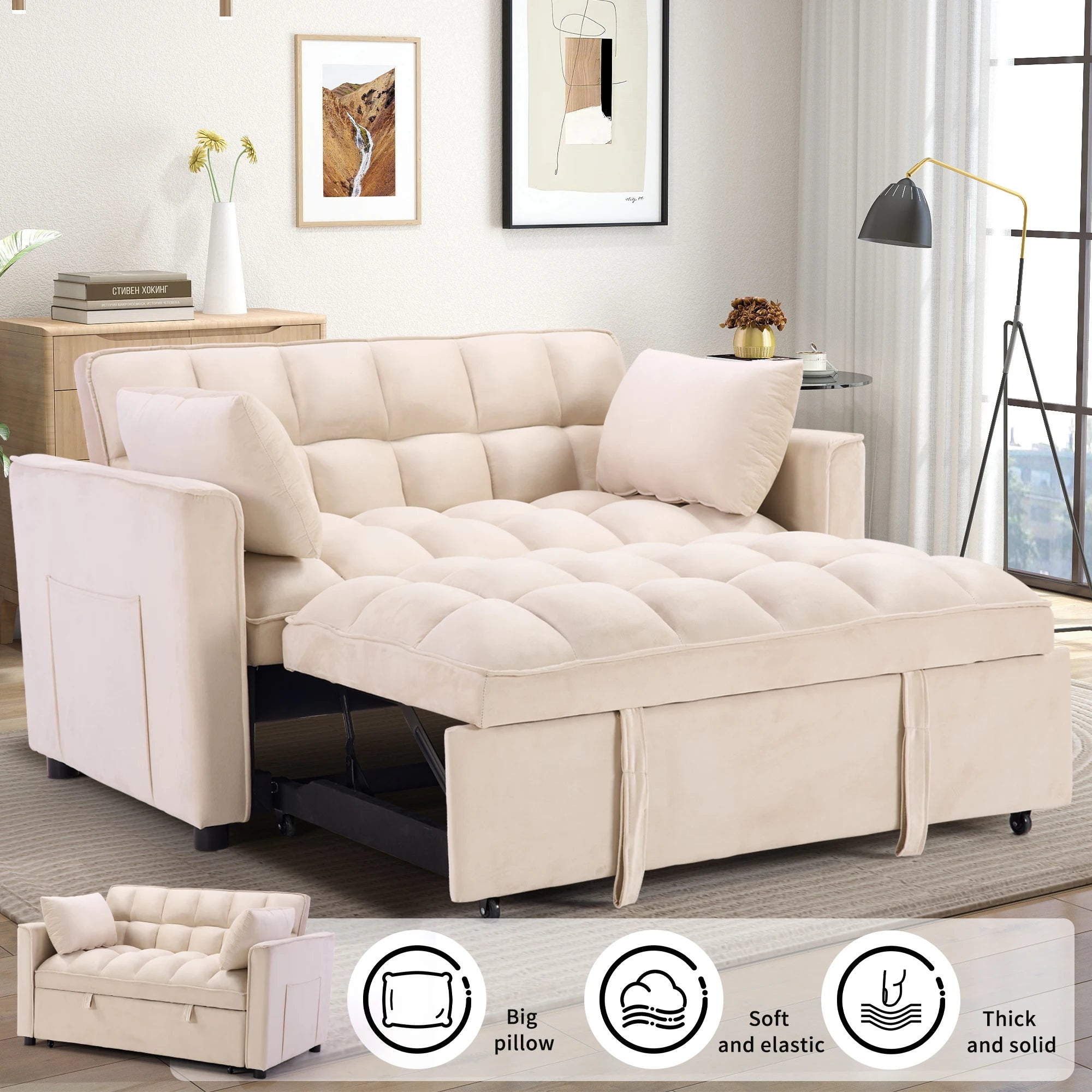 Ebello 3-In-1 Multifunctional Modern Sofa Bed