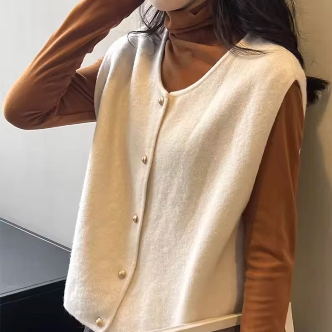 Crew Neck Korean Style Buttoned Short Sleeve Cardigan - ATSProducts