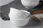 4/5/6inch, white embossed porcelain salad bowls - ATSProducts