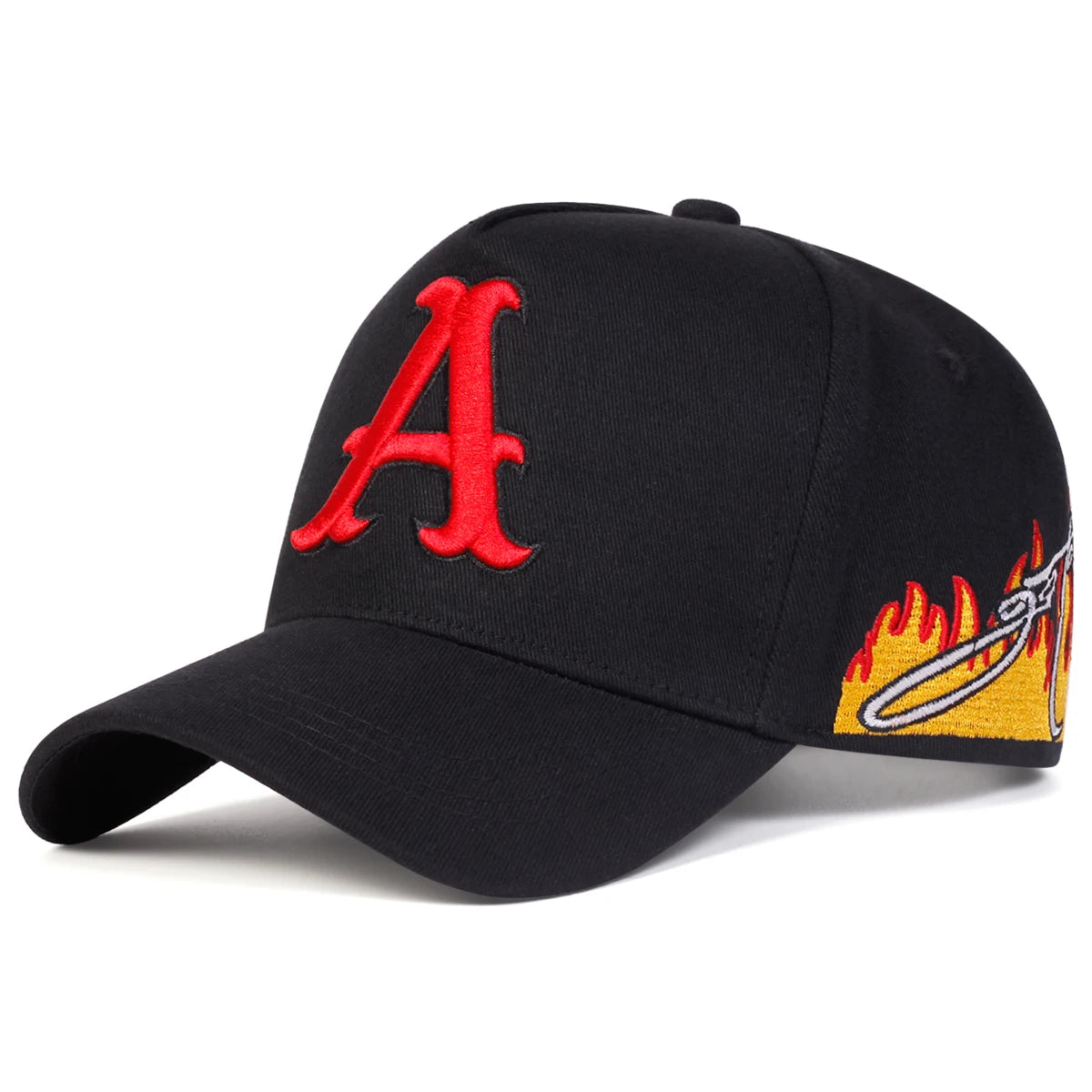 A Letter Embroidered Side Flame Baseball Caps - ATSProducts