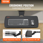 VEVOR Keyboard Tray under Desk Adjustable Height and Angle - ATSProducts