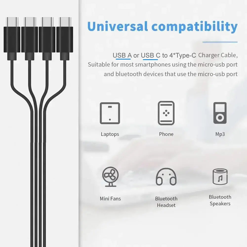 USB C Splitter Multi Charging Cable