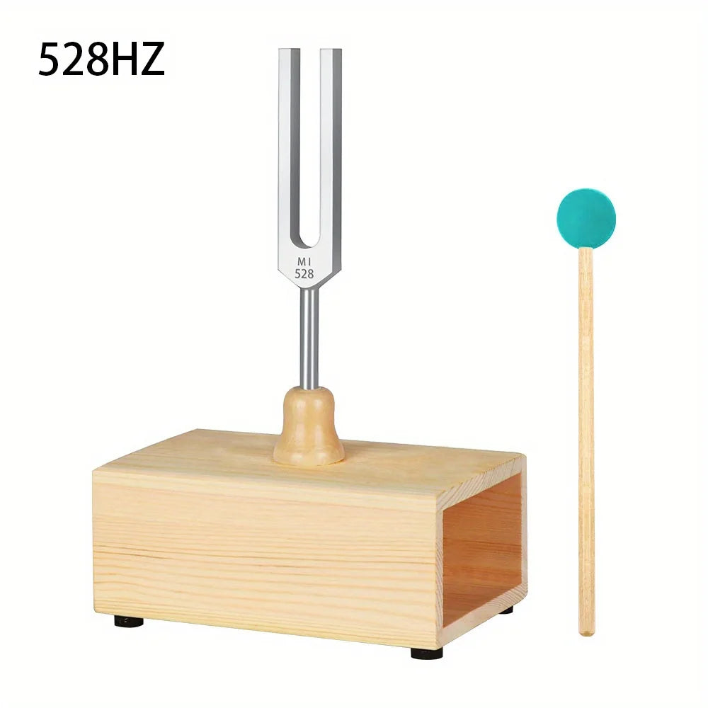 432Hz / 528Hz Chakra Tuning Fork with Resonant Box and Mallet - ATSProducts