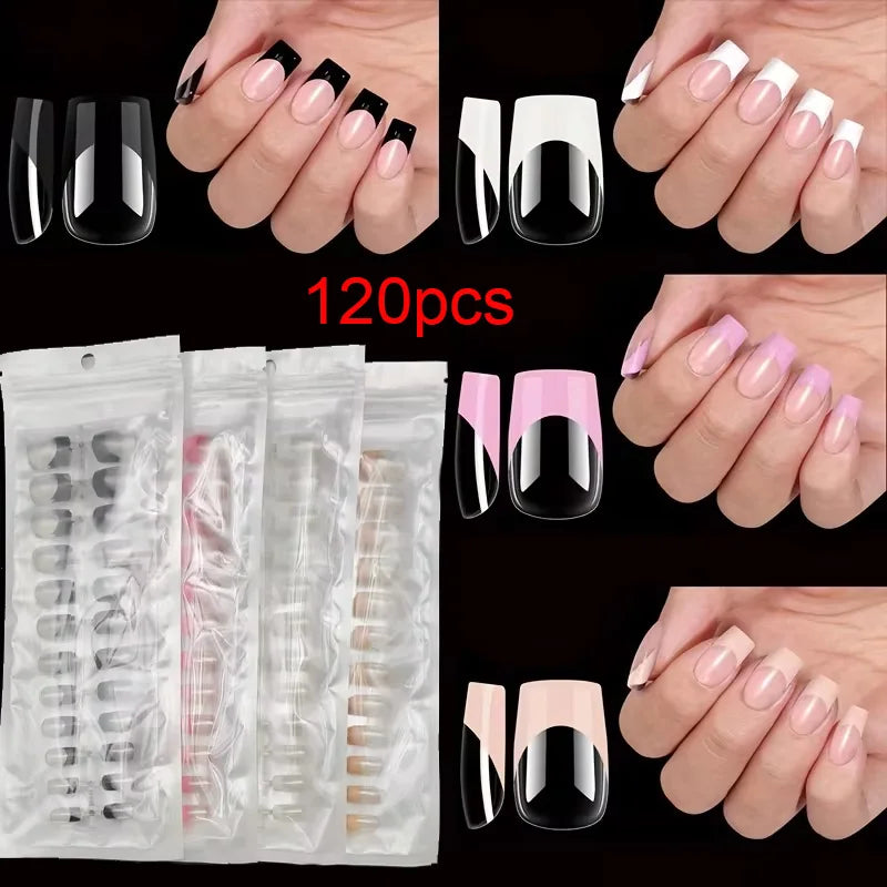Multi-Color Medium-Length 120-Piece  Press-On Nails