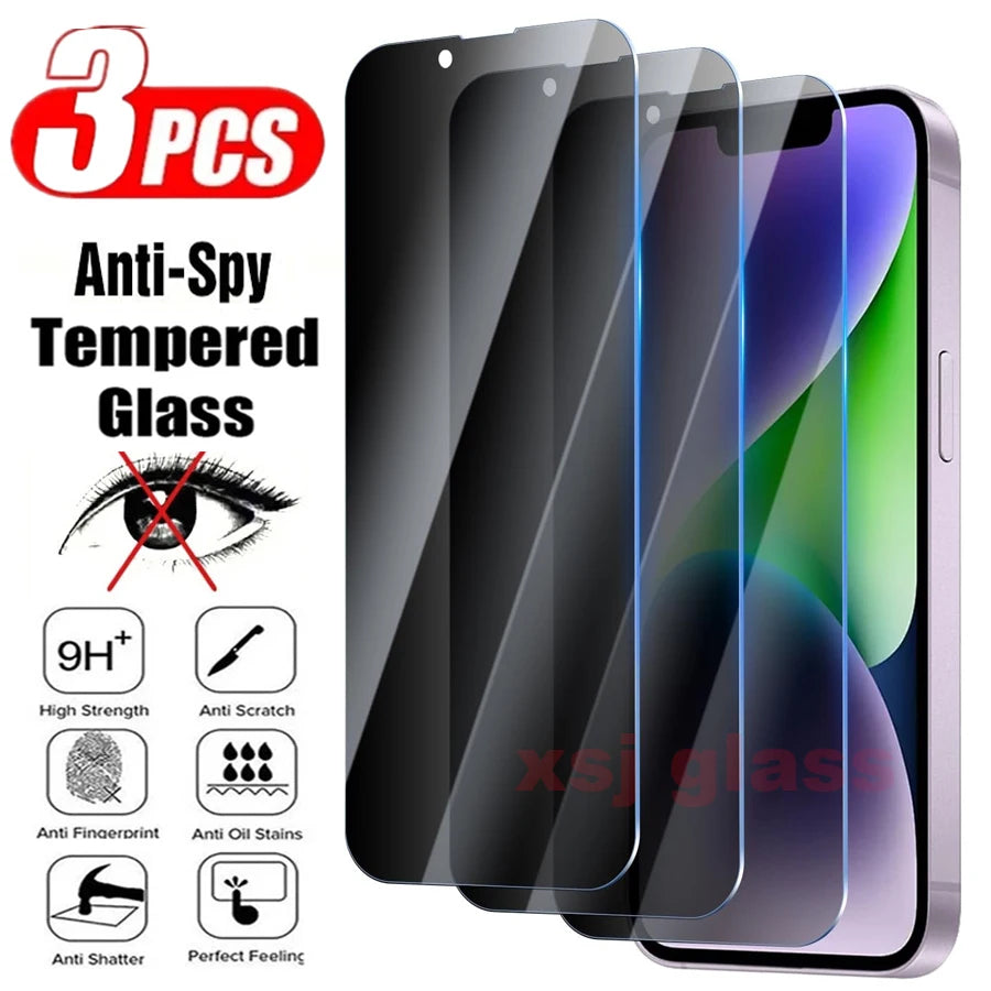 3Pcs 9H Anti Spy Tempered Glass Privacy Screen Protector - ATSProducts