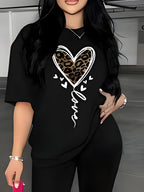 Leopard Print Love Heart T-Shirt - ATSProducts