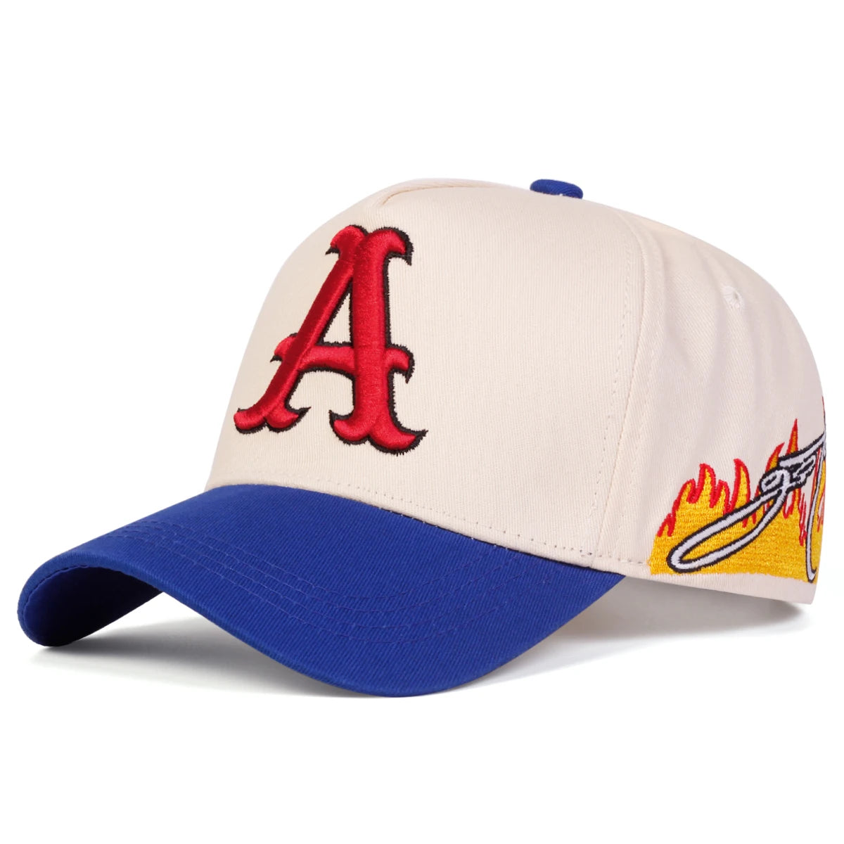 A Letter Embroidered Side Flame Baseball Caps - ATSProducts