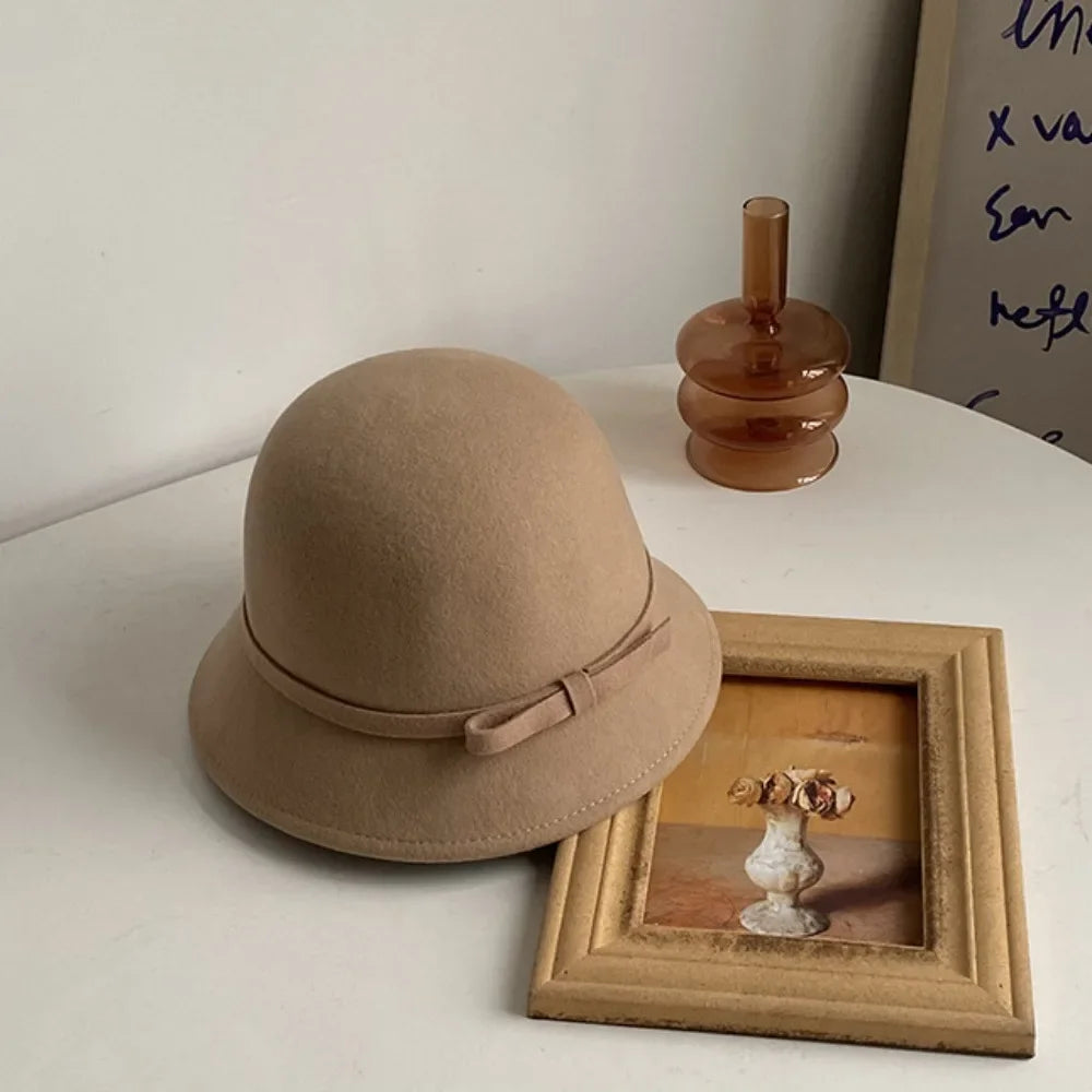 Felt Bowknot Bucket Hat - ATSProducts