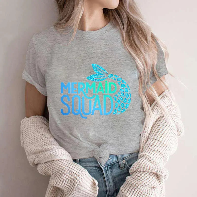 Mermaid Squad Print T-Shirts - ATSProducts