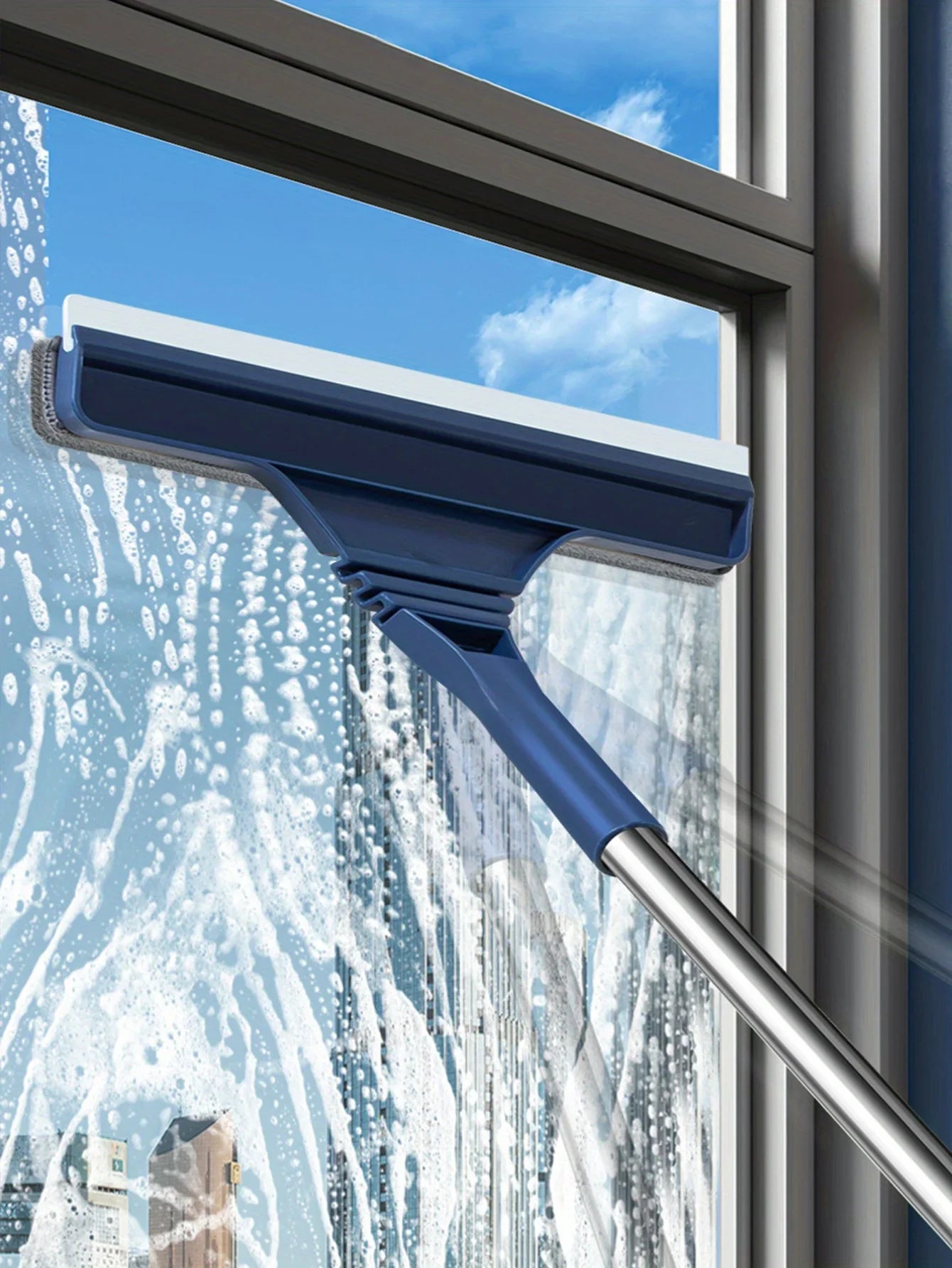 Dual-Sided Window Mesh Brush & Squeegee Wiper Telescopic Extended - ATSProducts