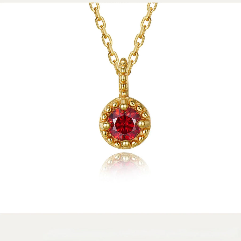 18K Gold Red Zircon Pendant Necklace - ATSProducts