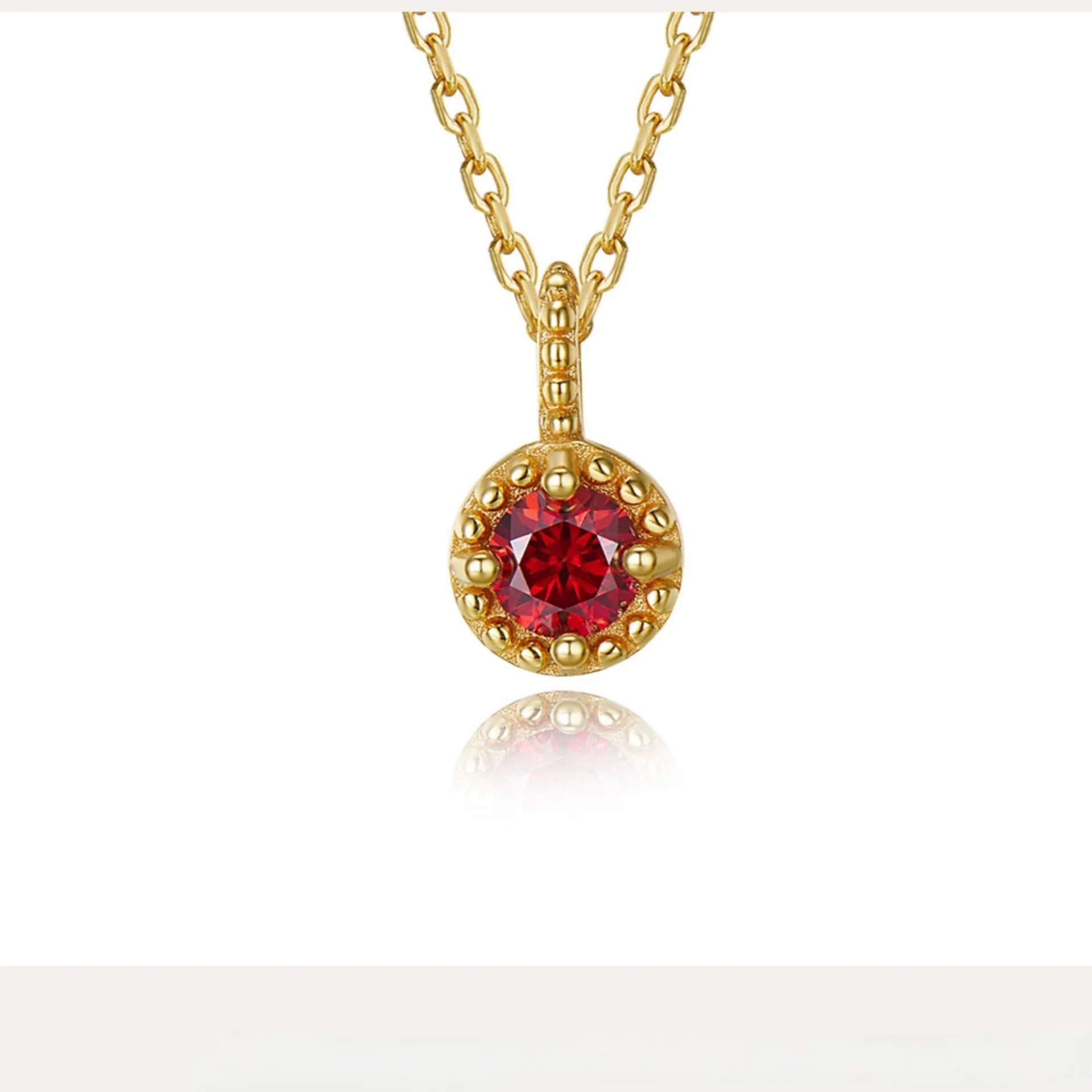 18K Gold Red Zircon Pendant Necklace - ATSProducts