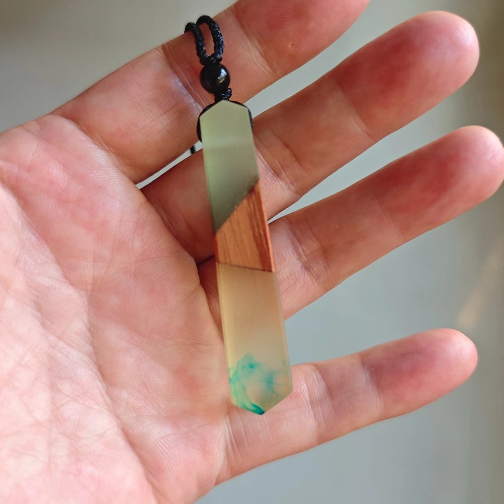 Miaiti Geometric Handcrafted Wood & Resin Pendant - ATSProducts