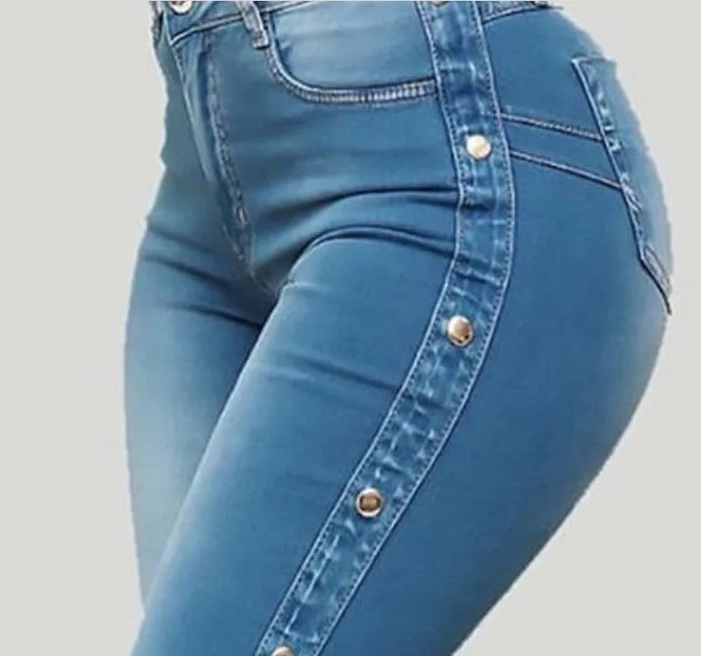 Women's High Waist Studded Jeans - ATSProducts