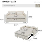 55.51" Convertible Sleeper Sofa Bed