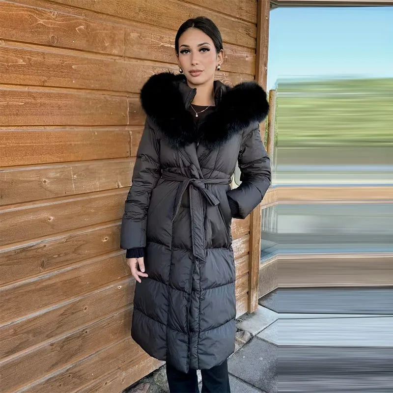 Hooded Faux Fur Long Coat - ATSProducts