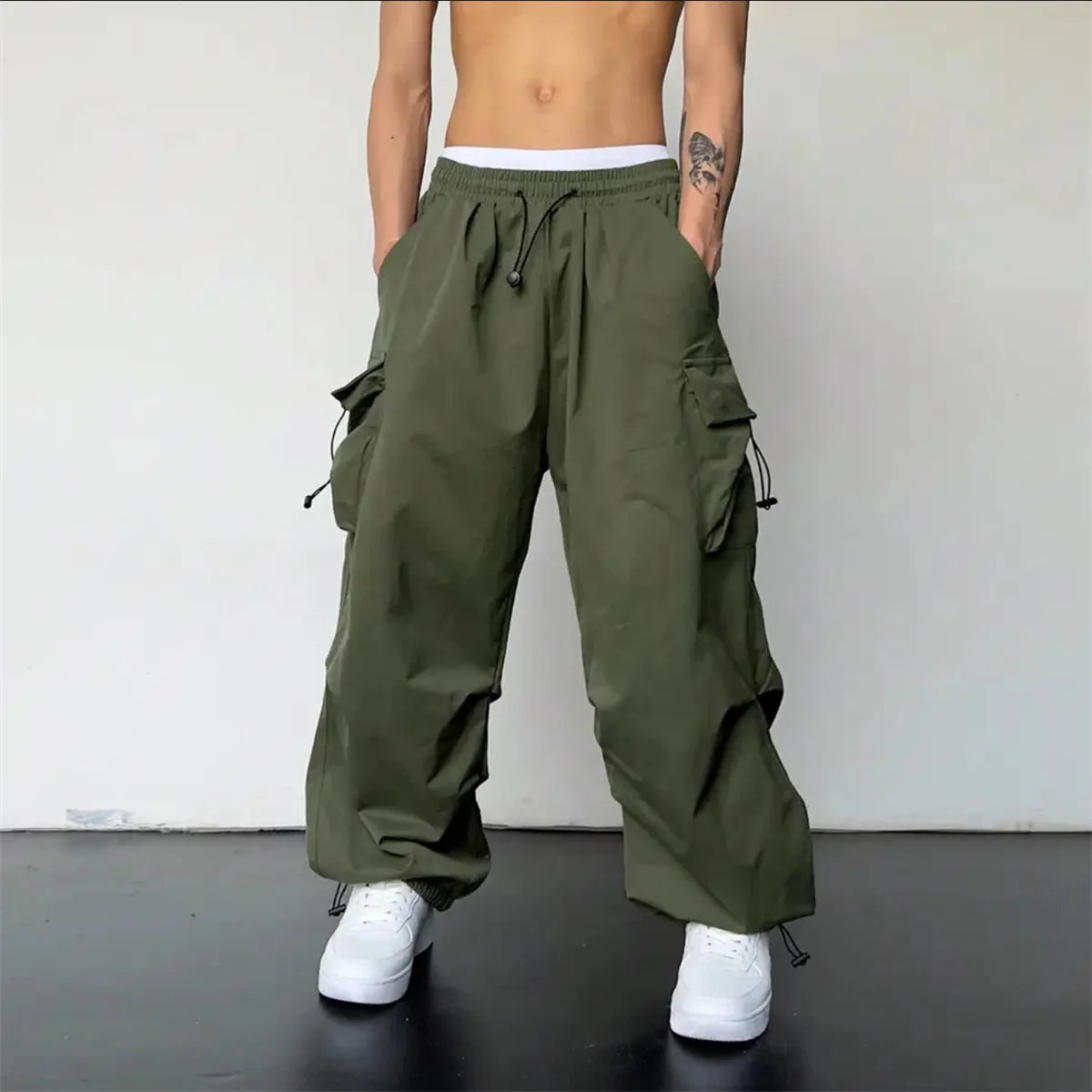 Vumeleal Harem Elastic Waist Cargo Pants - ATSProducts