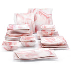 Malacasa 26 PC Nordic European Marble Pink Porcelain Tableware Set - ATSProducts