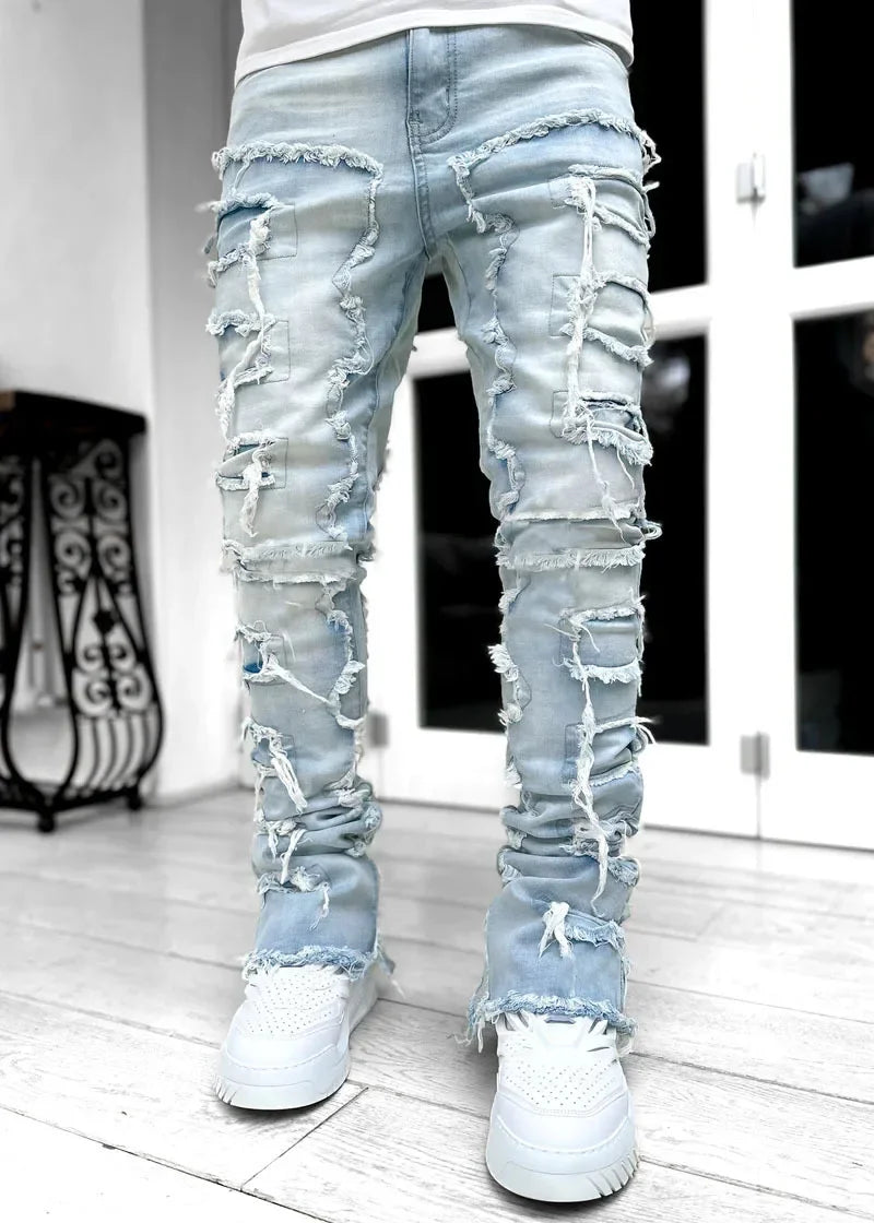 Men's Ripped Distressed Slim Fit Jeans - ATSProducts