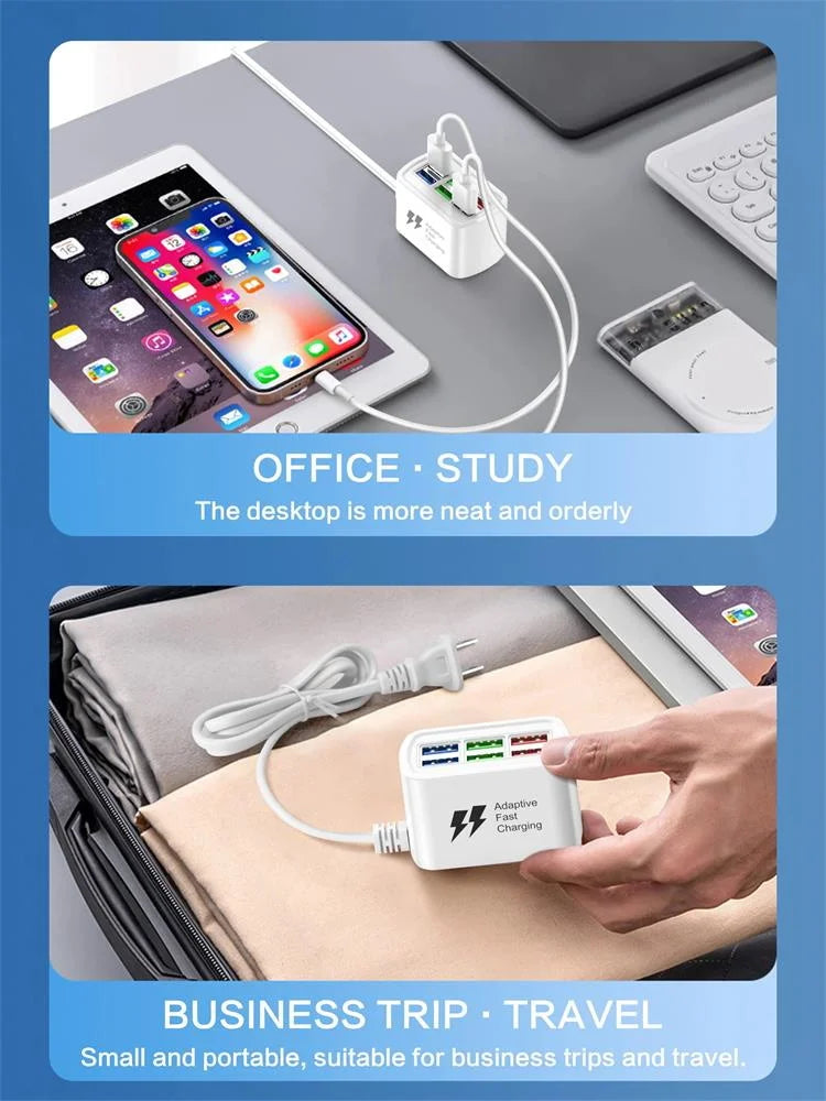 6 USB Charger Power Strip Universal Fast Charging