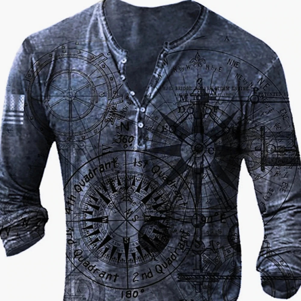 3D Design Button-Up V-Neck Shirt - ATSProducts