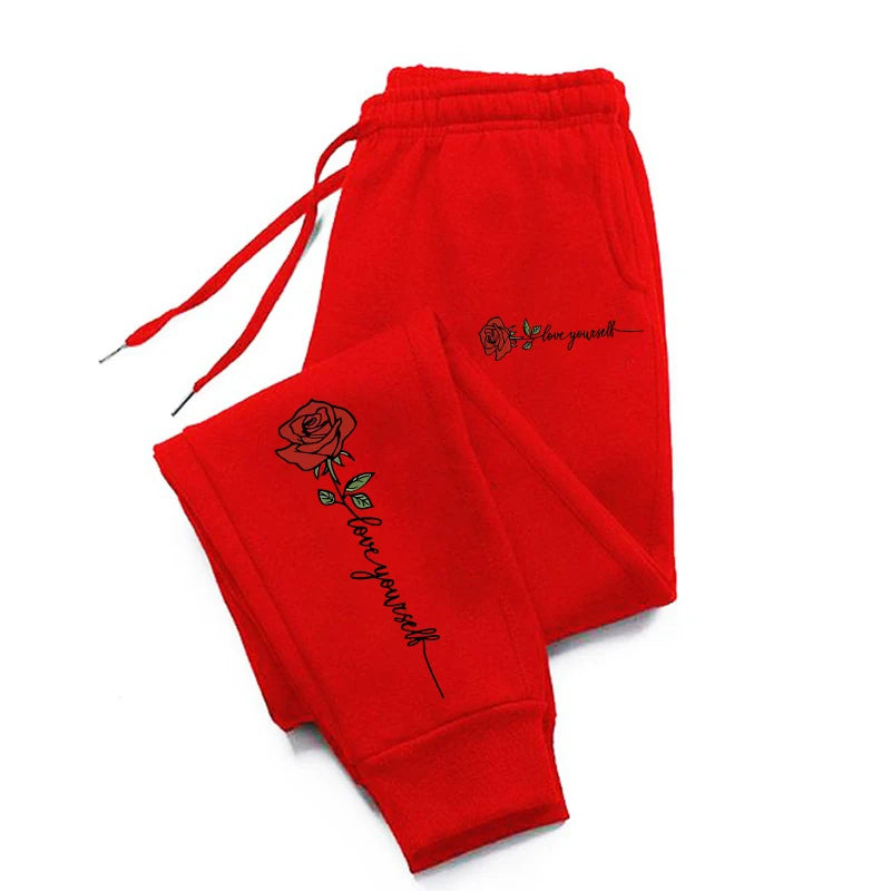 Teekossc Rose Love Yourself Printed Drawstring Sweatpants - ATSProducts