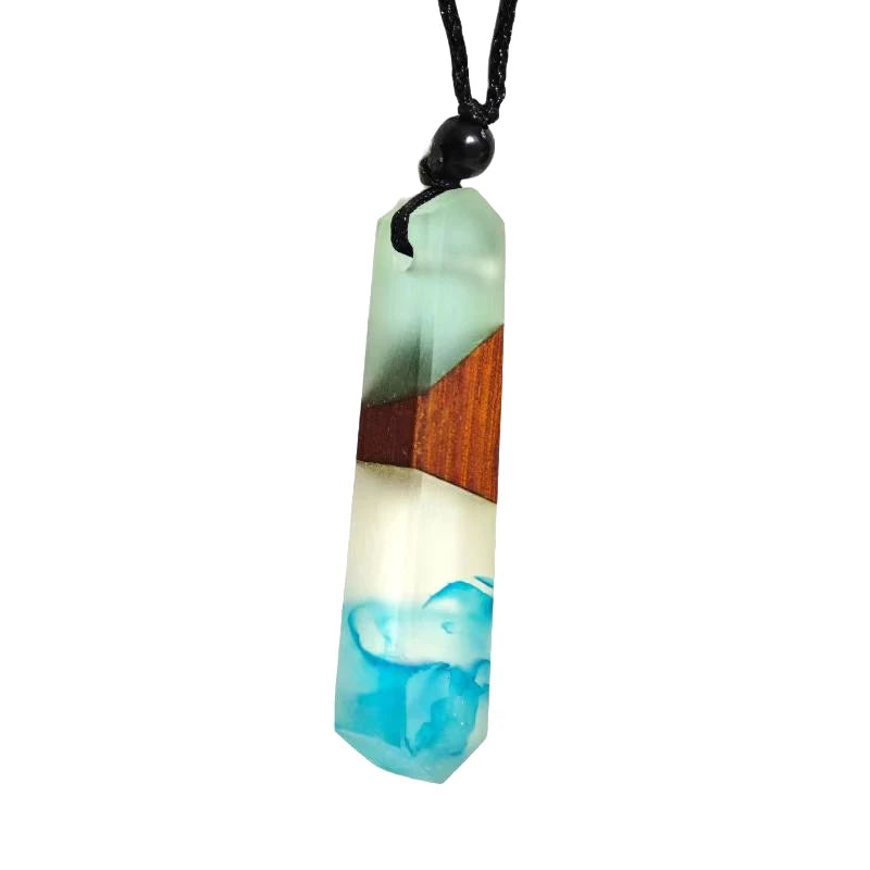 Miaiti Geometric Handcrafted Wood & Resin Pendant - ATSProducts